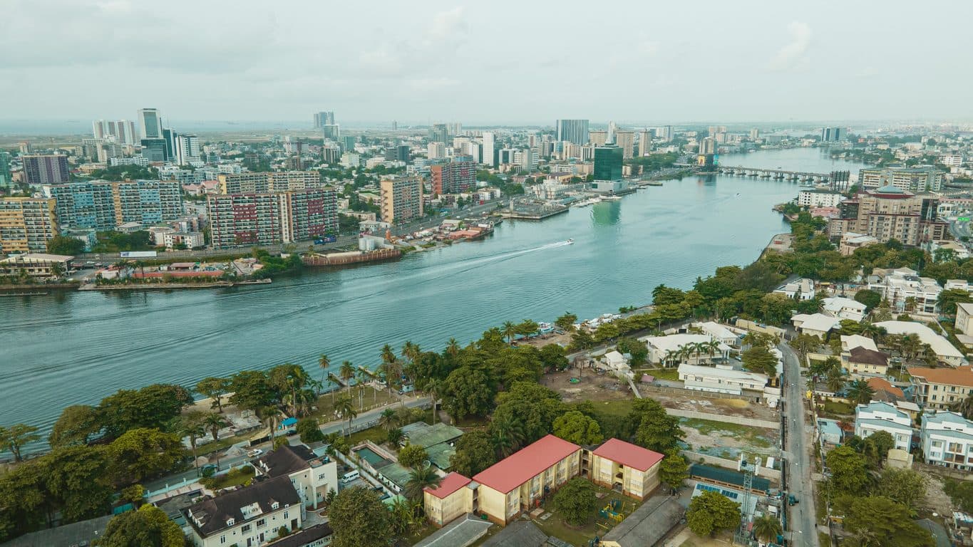 The Lagos skyline across the water